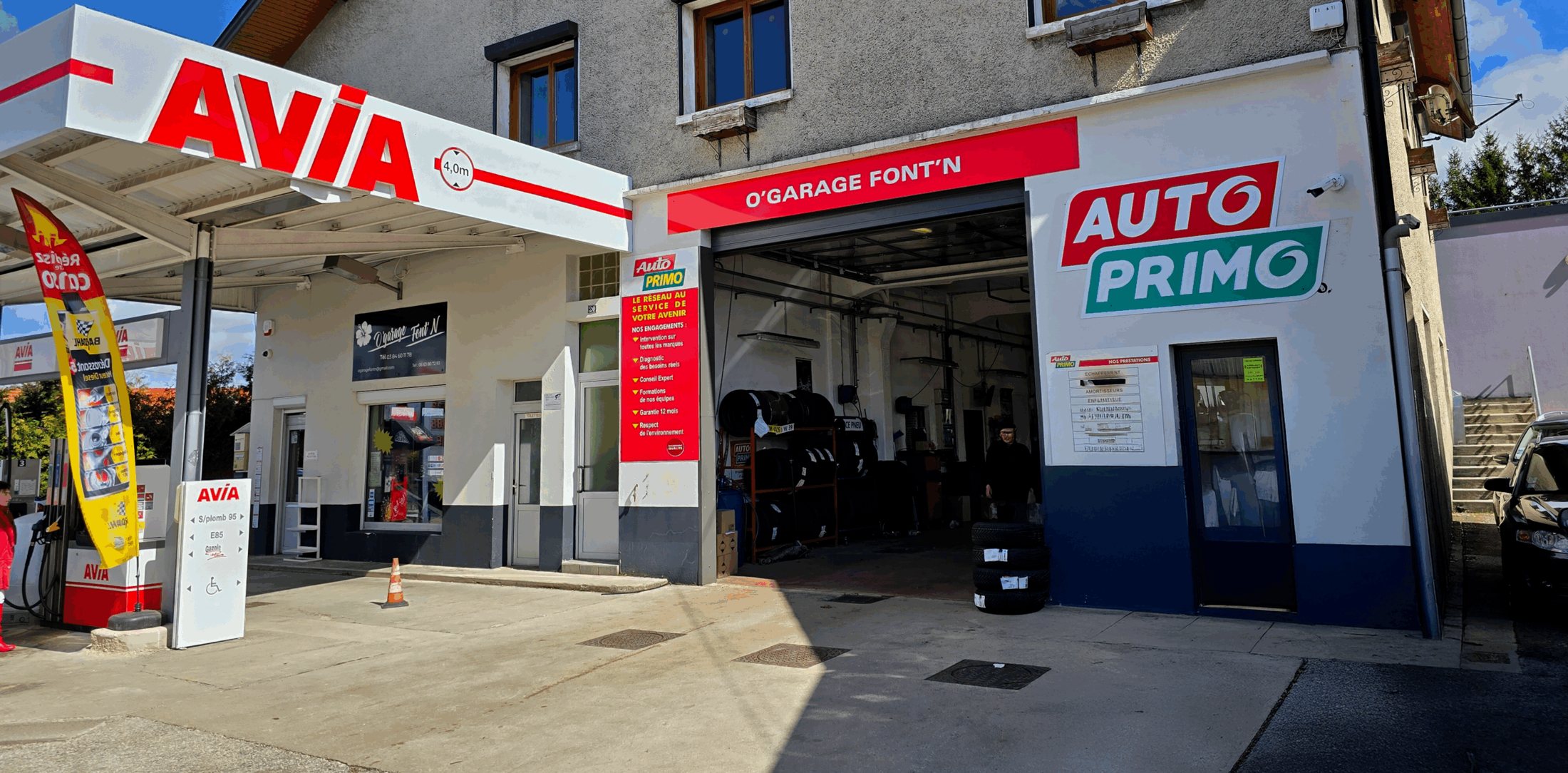 Le garage O'Garage Font'N et sa station AVIA à Saint-Laurent-en-Grandvaux